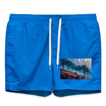 Waldlandschaft Illustration Poster - Badeshorts - Cobalt blue - Vorne