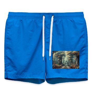 Waldlandschaft Illustration Poster - Badeshorts - Cobalt blue - Vorne