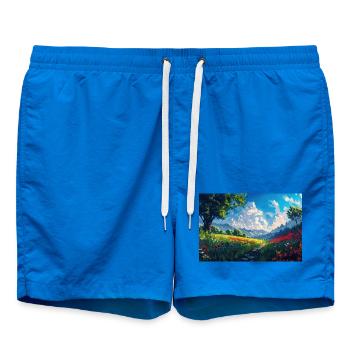 Poster Illustration Paysage de Nature - Short de bain - cobalt blue - Devant