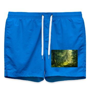 Waldlandschaft Illustration Poster - Badeshorts - Cobalt blue - Vorne