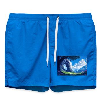 Berglandschaft Illustration Poster - Badeshorts - Cobalt blue - Vorne