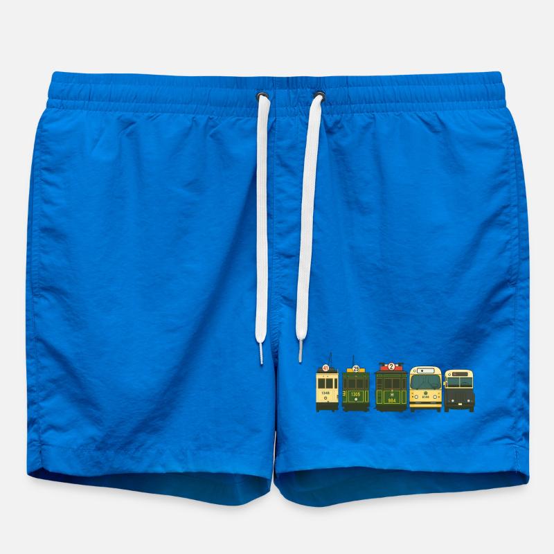 Wagons de train illustrés dans le style vintage - Short de bain - cobalt blue