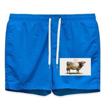 Tyrol cow with mountain panorama - Swim Trunks - cobalt blue - Front