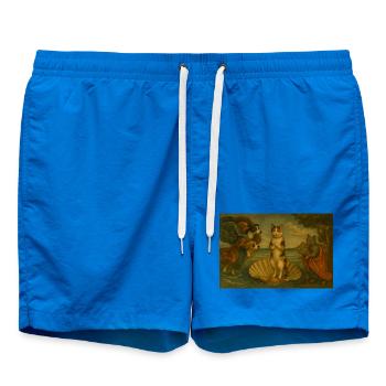 Cats on Shell Stage in Painting Style - Swim Trunks - cobalt blue - Front