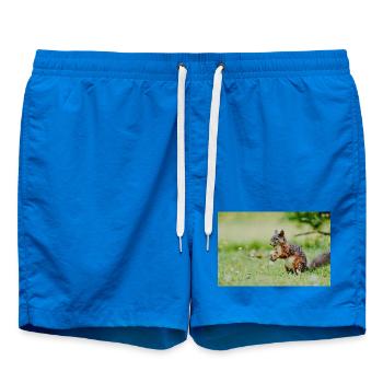 Squirrel Mosaic in the grass field - Swim Trunks - cobalt blue - Front