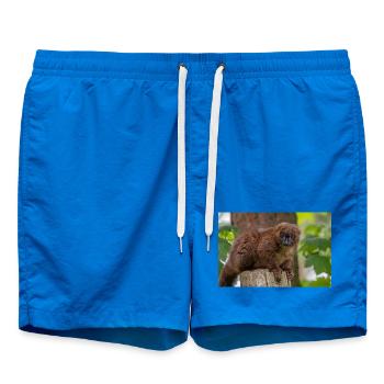 Red Titi Monkey - Swim Trunks - cobalt blue - Front