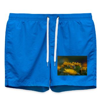 Des fleurs jaune vif s’épanouissent au milieu d’une feuille verte luxuriante - Short de bain - cobalt blue - Devant