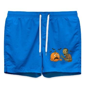 Pumpkin Panic and Zombie - Swim Trunks - cobalt blue - Front