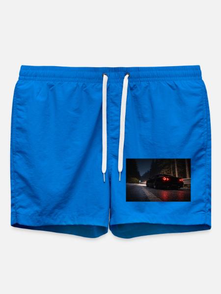 Night Sports Car on the Road - Swim Trunks - cobalt blue