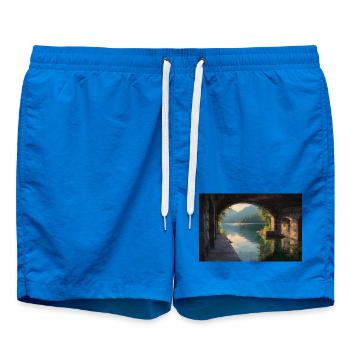 Cozy View at the Window - Swim Trunks - cobalt blue - Front