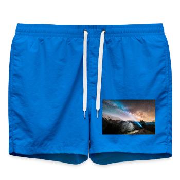 Man standing on field gazing the milky way - Swim Trunks - cobalt blue - Front