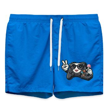 Kawaii WWII Game Controller - Swim Trunks - cobalt blue - Front