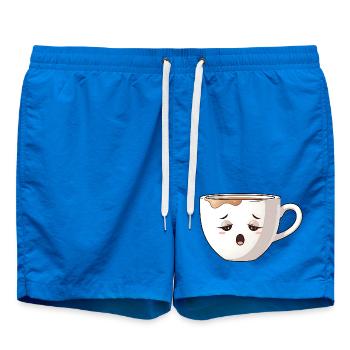 Tired Coffee Mug Cute Coffee Motif Kawaii - Swim Trunks - cobalt blue - Front