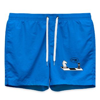Chess Chessboard Funny Chess Pieces - Swim Trunks - cobalt blue - Front - AI Model Male 185 light (185cm)