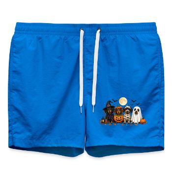 Halloween Dachshund Witch Pumpkin Mummy Ghost - Swim Trunks - cobalt blue - Front - AI Model Male 185 light (185cm)