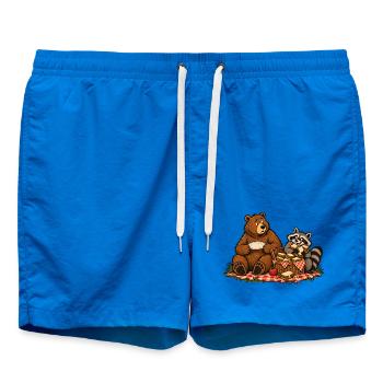 Bär & Waschbär beim Picknick – Outdoor - Badeshorts - Cobalt blue - Vorne - AI Model Male 185 light (185cm)