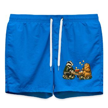 Dachs und Murmeltier beim Käsefondue - Badeshorts - Cobalt blue - Vorne - AI Model Male 185 light (185cm)