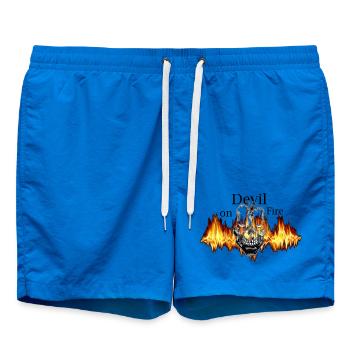 Devil on Fire Skull Flame - Swim Trunks - cobalt blue - Front - AI Model Male 185 light (185cm)