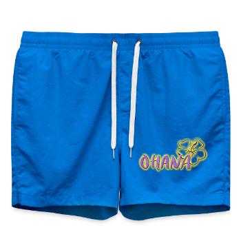 Ohana Fleurs d’hibiscus Logo violet fluo - Short de bain - cobalt blue - Devant