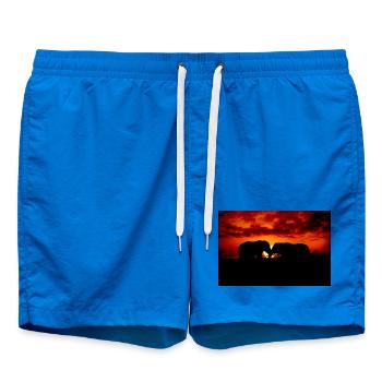 Silhouette d’éléphants au coucher du soleil - Short de bain - cobalt blue - Devant