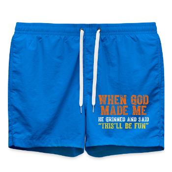 Als Gott mich erschaffen hat, grinste er und sagte lustige Sarcast - Badeshorts - Cobalt blue - Vorne