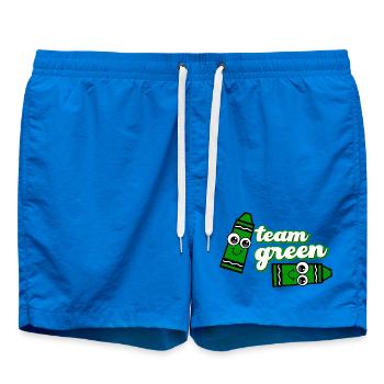 Smiling Crayon Green Team - Swim Trunks - cobalt blue - Front