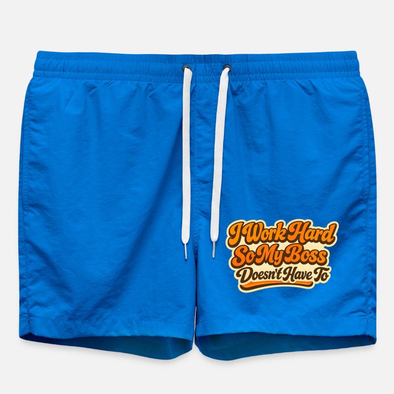 I work Hard Chef Spruch - Badeshorts - Cobalt blue