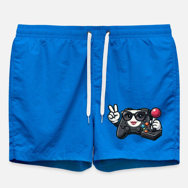 Kawaii Game Controller Peace Sign - Swim Trunks - cobalt blue