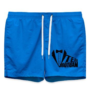 "Team Bräutigam" Design - Badeshorts - Cobalt blue - Vorne - AI Model Male 185 light (185cm)