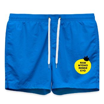 Nam Myoho Renge Buddha Mantra Lotos Spruch - Badeshorts - Cobalt blue - Vorne - AI Model Male 185 light (185cm)