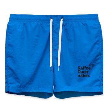 Kaffee Gespräche – Reden am Morgen - Badeshorts - Cobalt blue - Vorne - AI Model Male 185 light (185cm)