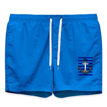 Le polo Marin - Ancre Nautique à Rayures Bleues - Short de bain - cobalt blue - Devant - AI Model Male 185 light (185cm)