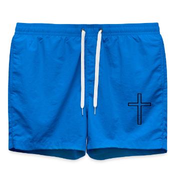 Christian Cross - Swim Trunks - cobalt blue - Front - AI Model Male 185 light (185cm)