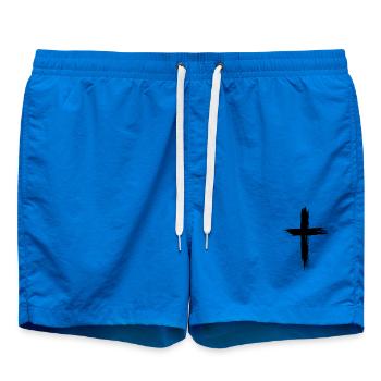 Christian Cross - Swim Trunks - cobalt blue - Front - AI Model Male 185 light (185cm)