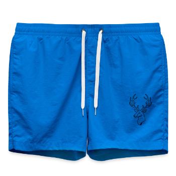 Minimalistisches schwarz-weiß Hirsch-Line Art - Badeshorts - Cobalt blue - Vorne - AI Model Male 185 light (185cm)