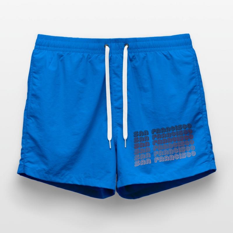 San Francisco Grid Gradient Pattern Swim Trunks