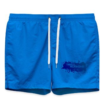 Trail running, mountains and forest of white splashes of color - Swim Trunks - cobalt blue - Front