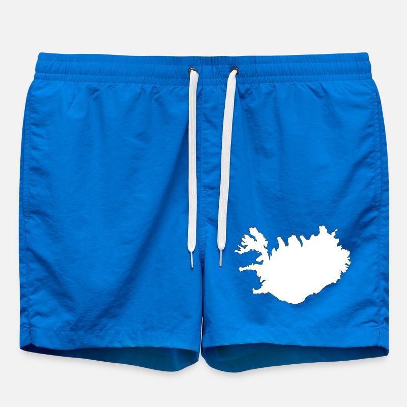 Iceland Map Silhouette Artwork - Swim Trunks - cobalt blue