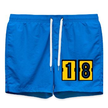 18. 18 YEARS OLD. 18th ANNIVERSARY. 18 BIRTHDAY. - Swim Trunks - cobalt blue - Front