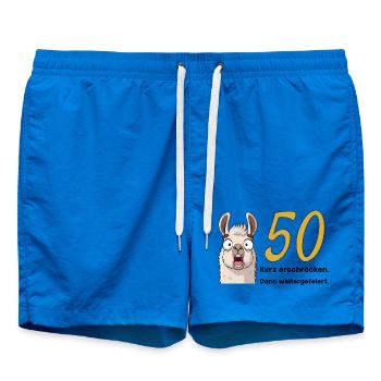 50th birthday – briefly frightened, then celebrated - Swim Trunks - cobalt blue - Front