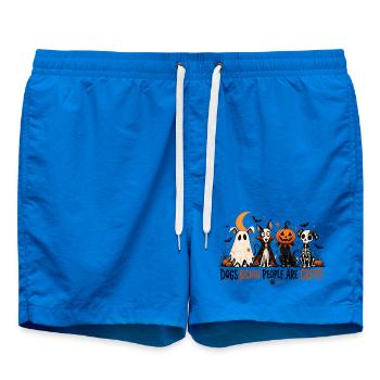 Dogs Because People Are Creepy | Halloween Hunde - Badeshorts - Cobalt blue - Vorne - AI Model Male 185 light (185cm)