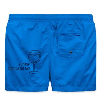 Zu Vino sag' ich nie No! | Weinglas Skizze Spruch - Badeshorts - Cobalt blue - Hinten