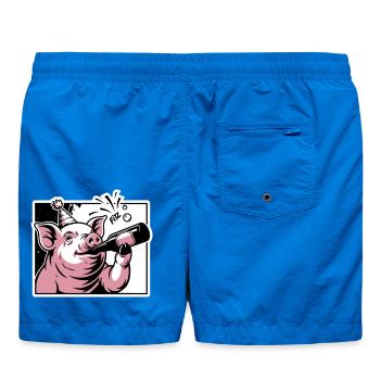 Schweinchen mit Party- und Feierflasche - Badeshorts - Cobalt blue - Hinten