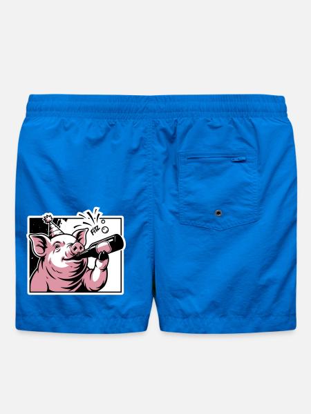 Schweinchen mit Party- und Feierflasche - Badeshorts - Cobalt blue