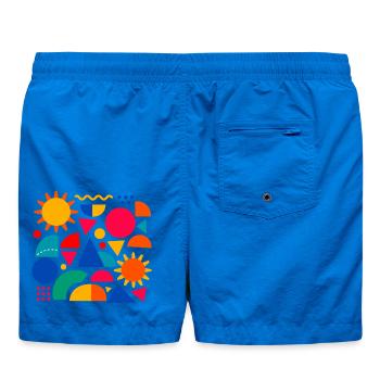 Geometrische Farbexplosion: Sonnige Formen - Badeshorts - Cobalt blue - Hinten