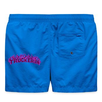 Truckerin lodernde Flammen 2 - Farbe veränderbar - Badeshorts - Cobalt blue - Hinten