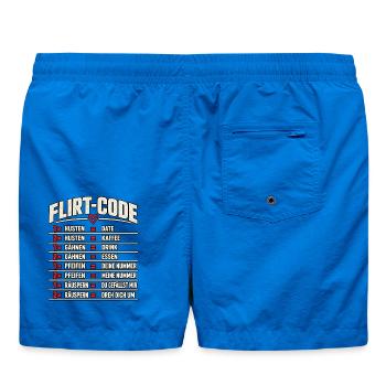 Flirt-Code – Lustiges Dating Design - Badeshorts - Cobalt blue - Hinten