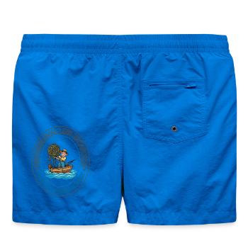 Deep Sea Fishing Expert Emblem - Swim Trunks - cobalt blue - Back - AI Model Male 185 light (185cm)