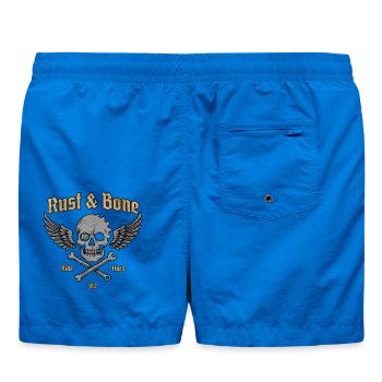 Rust Bone Motorrad Skull Wing Design - Badeshorts - Cobalt blue - Hinten - AI Model Male 185 light (185cm)