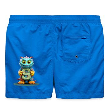 Buntes Monster mit Alphabet Buchstabe S - Badeshorts - Cobalt blue - Hinten - AI Model Male 185 light (185cm)